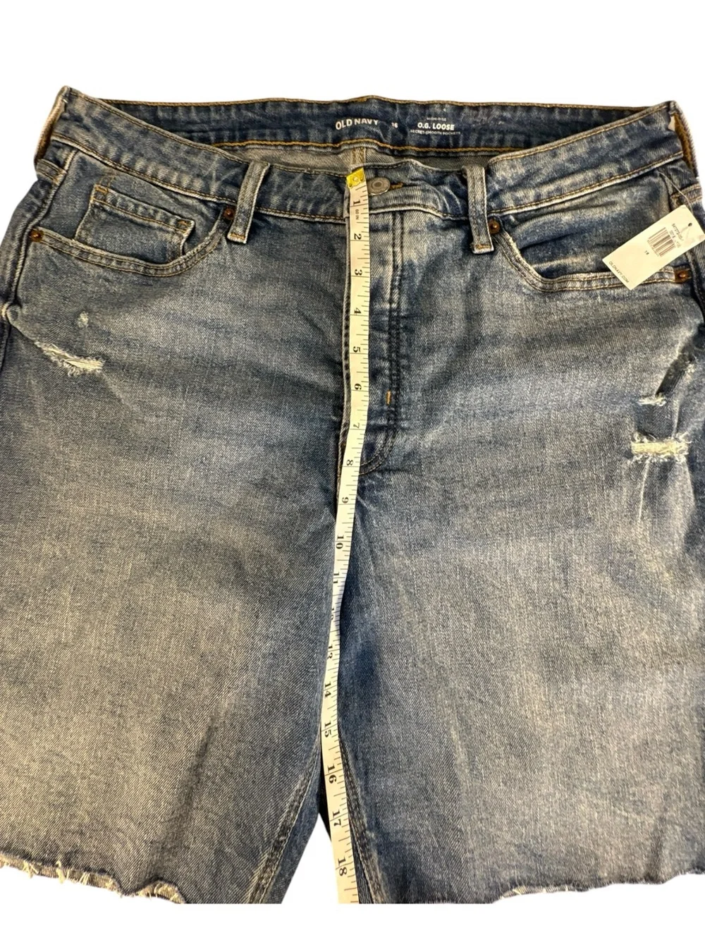 Old Navy OG Loose Jorts Womens 16 High Rise Long Denim Bermuda Shorts NWT